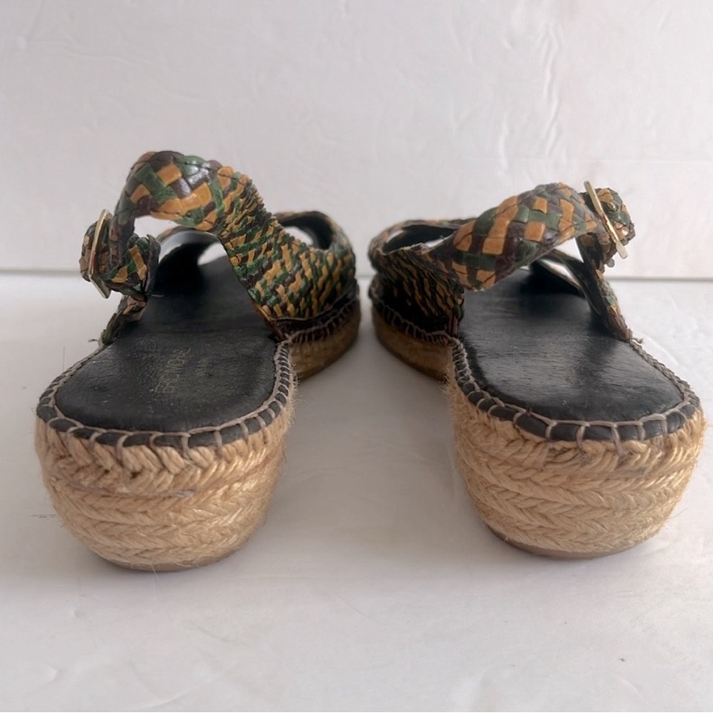ERIC MICHAEL Shoes Leather Basket Weave Slingback Sandals Size 41 fits 9US - Picture 3 of 4